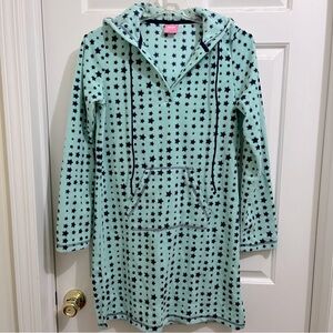 Women SLEEPTOP LOUNGER TUNIC Jenni Jennifer Moore sz XS hooded microfleece stars